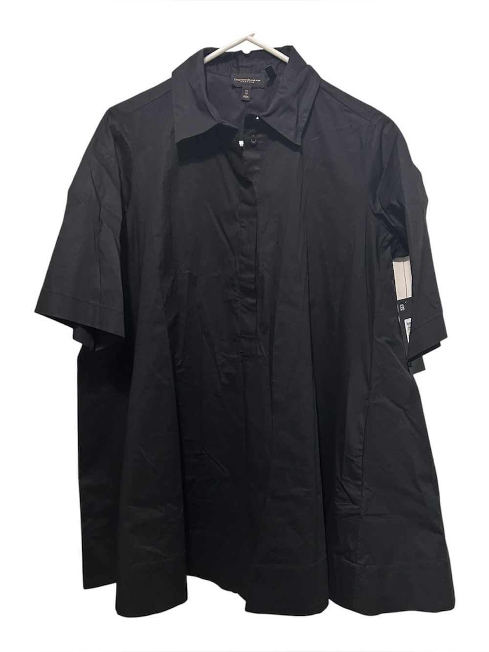 NWT Donna Karan Weekend Size XS A-Line Tunic Top Black Pockets Lagenlook